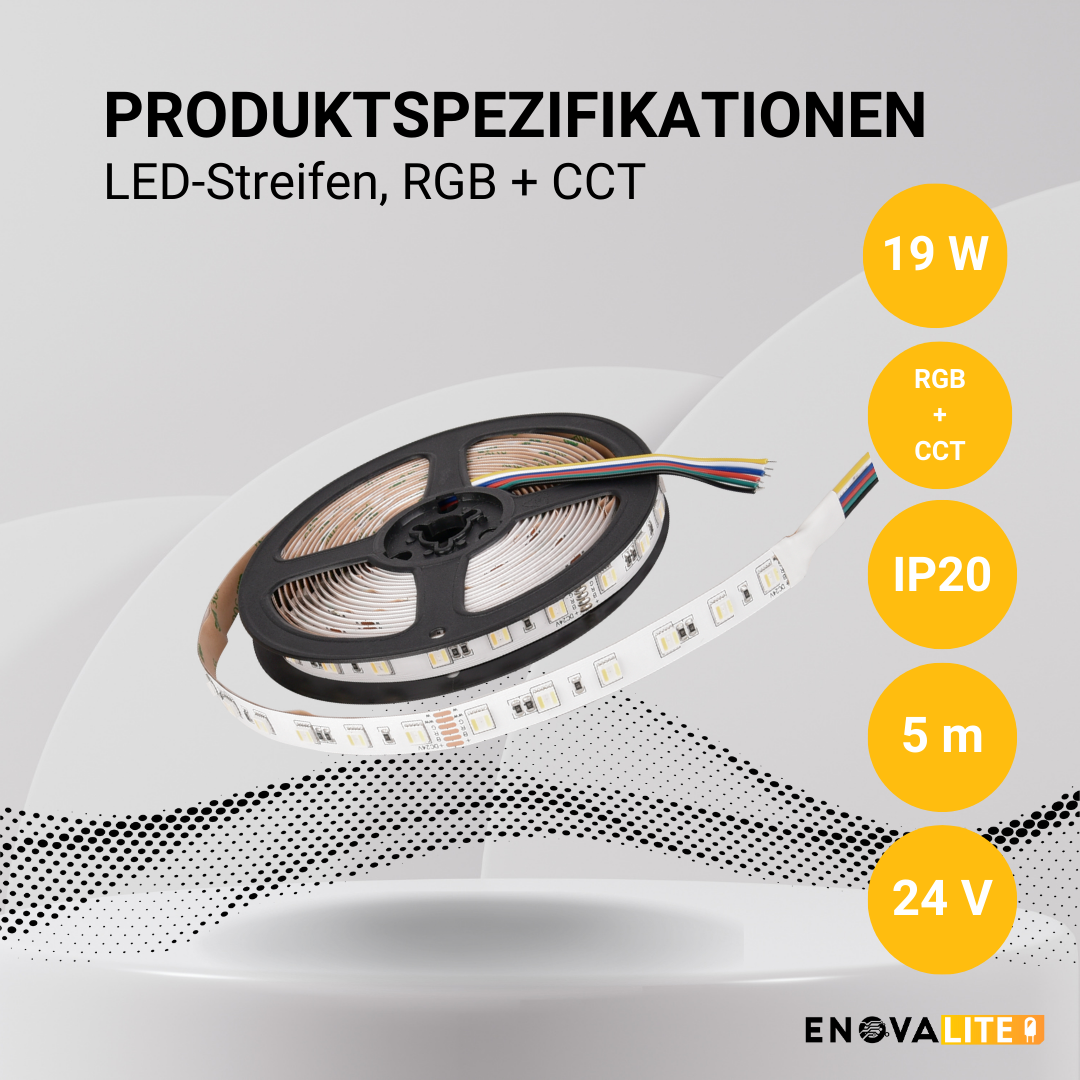 ENOVALITE LED-Streifen, RGB und CCT, 24 V
