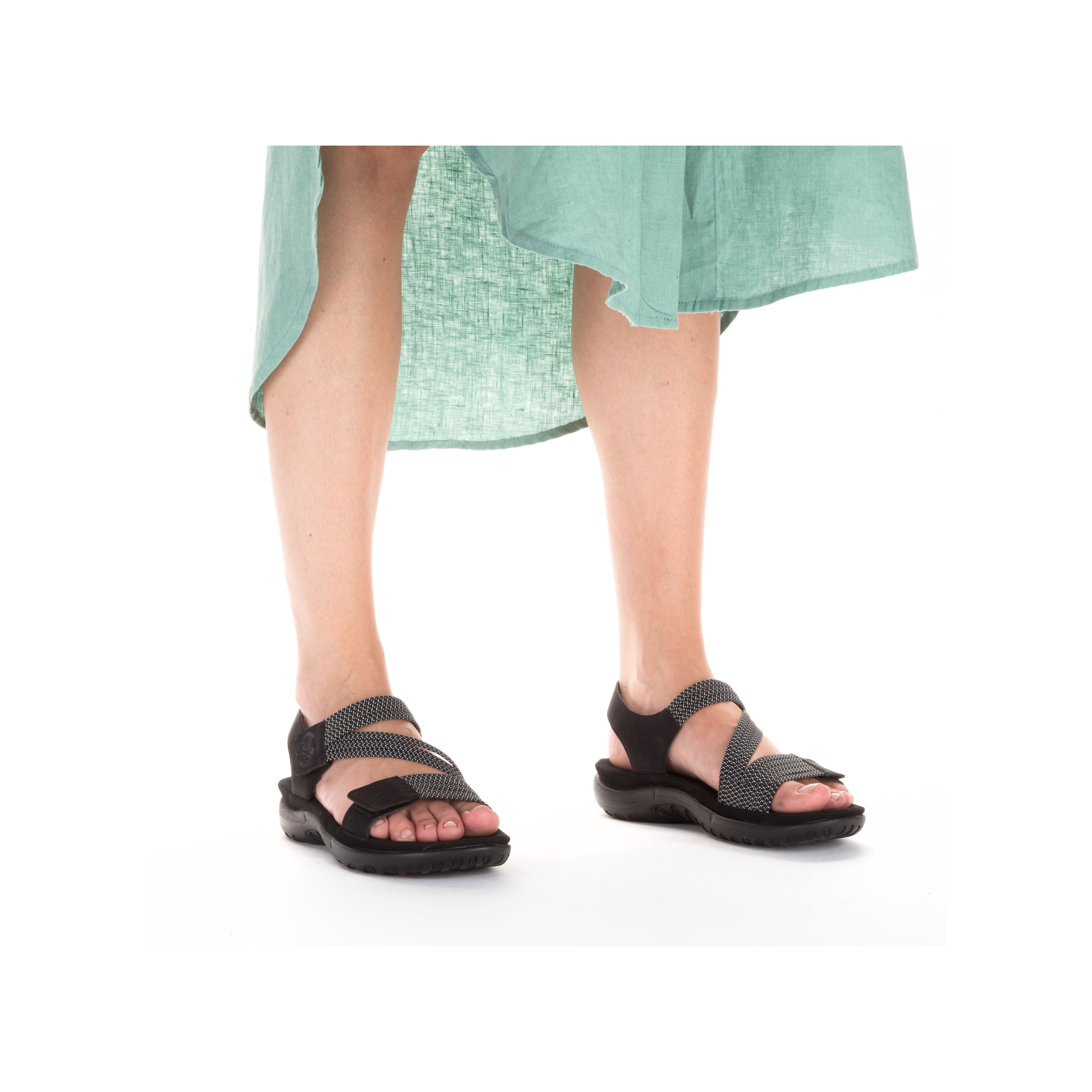 Rieker Damen Riemchensandalen asphaltschwarz