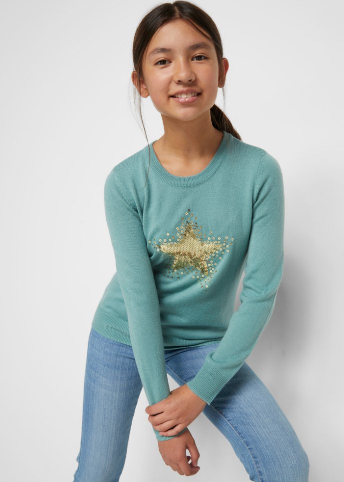 Mädchen Strickpullover mit Pailletten