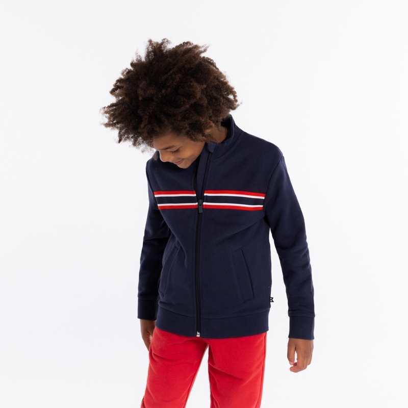Sweat-shirt zippé col montant bleu garçon