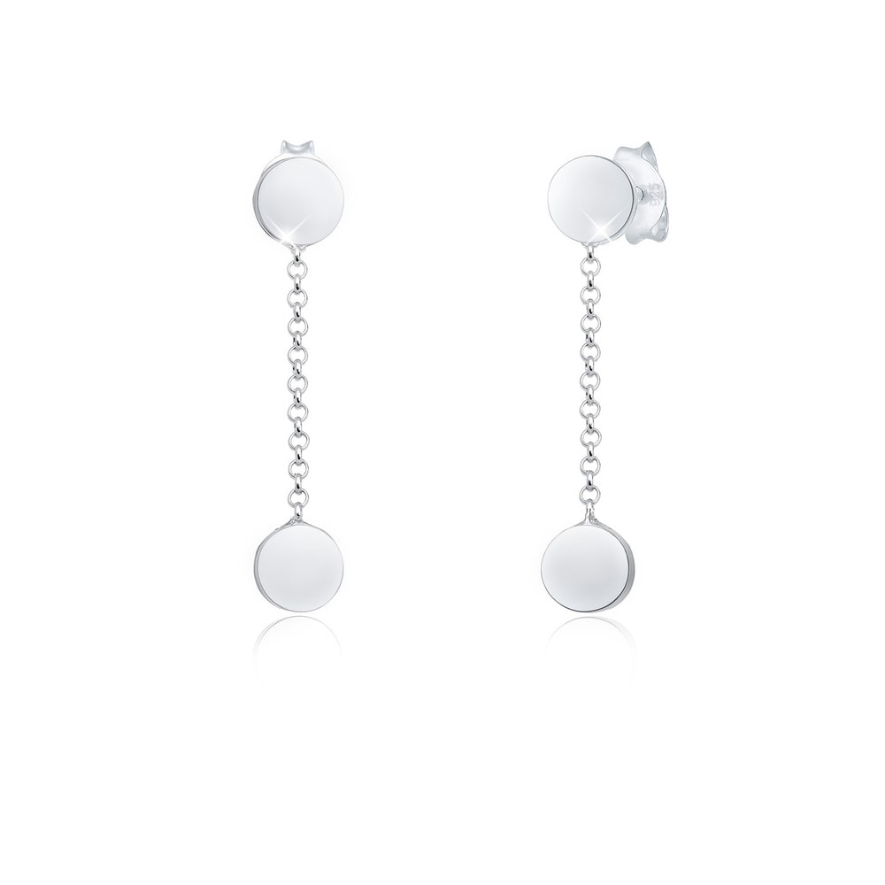 Elli Elli Boucles d'Oreilles Hänger Kreis Basic Geo Plättchen 925er Silber Boucles d'oreilles