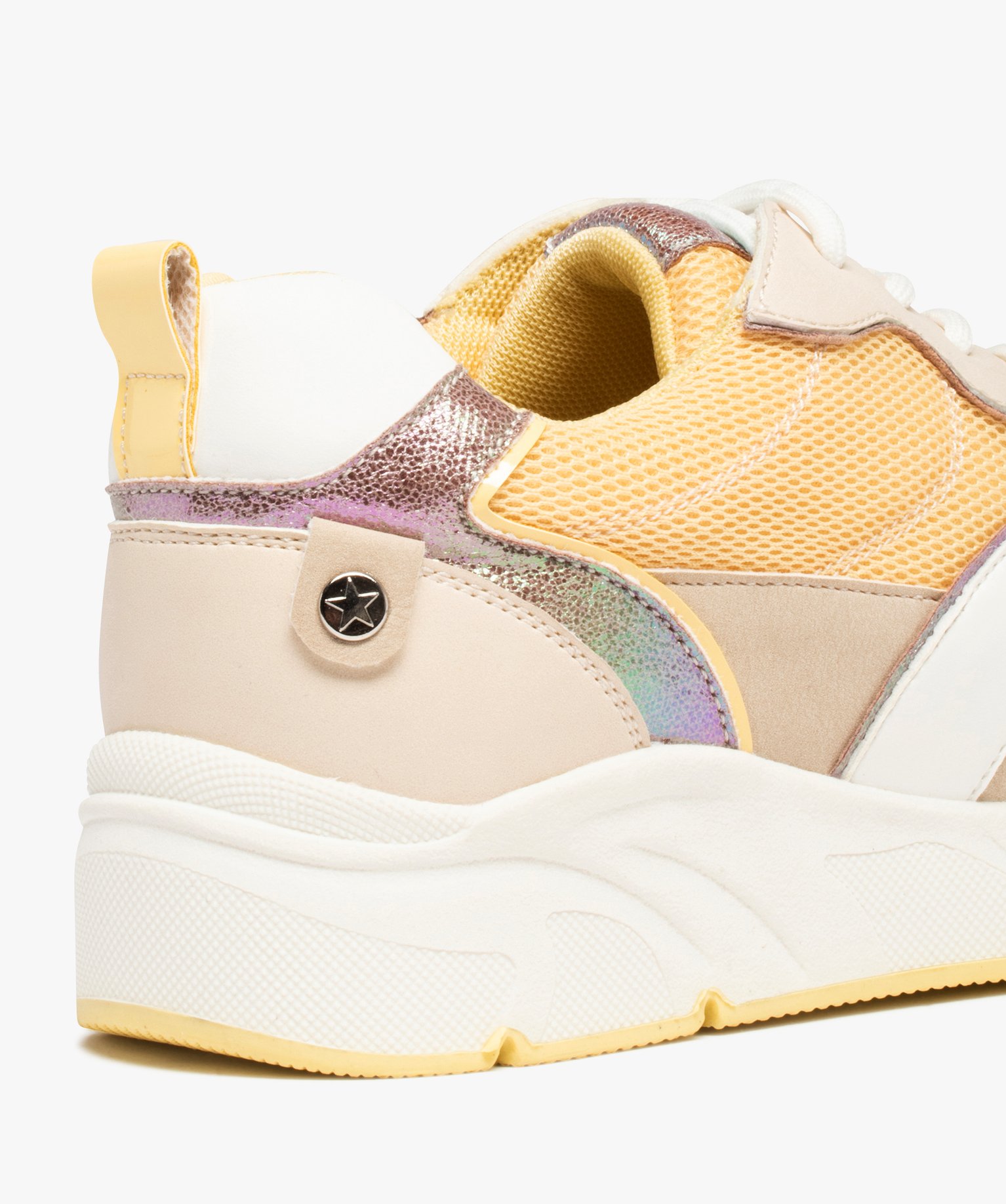 Baskets femme multicolores style retro running jaune | GEMO