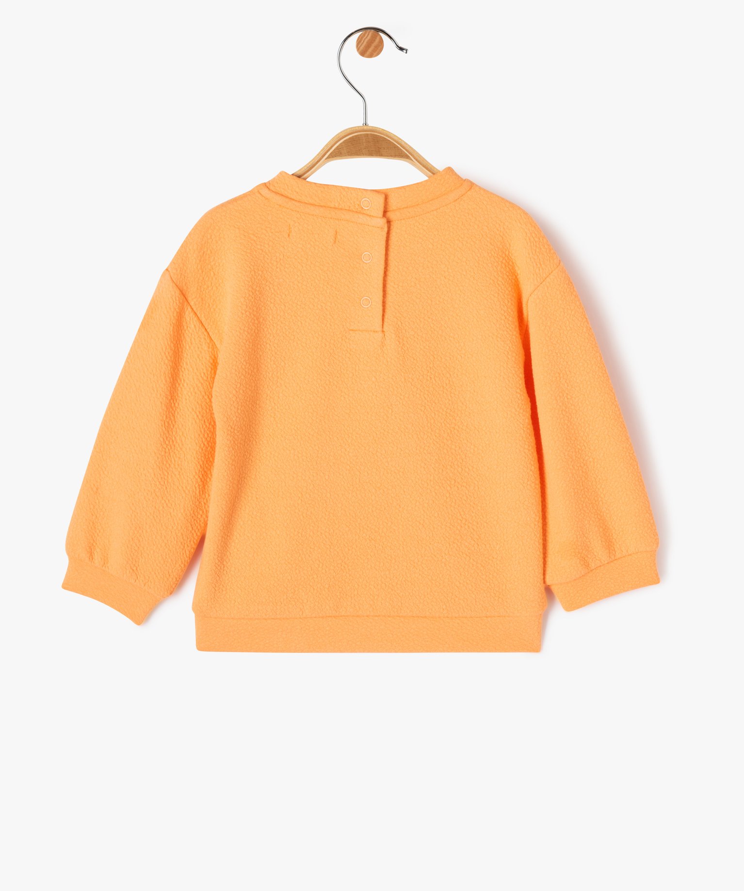 Sweat en jersey gaufré imprimé bébé fille orange | GEMO