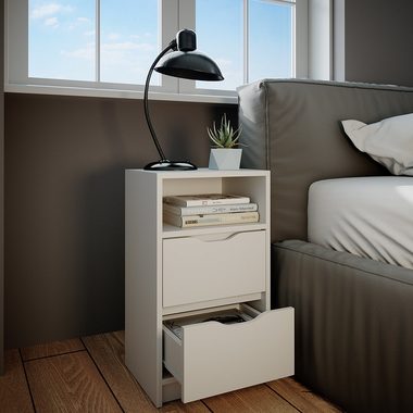 Vicco Nachtkommode Nachttisch Kommode für Boxspringbett RUBEN weiß