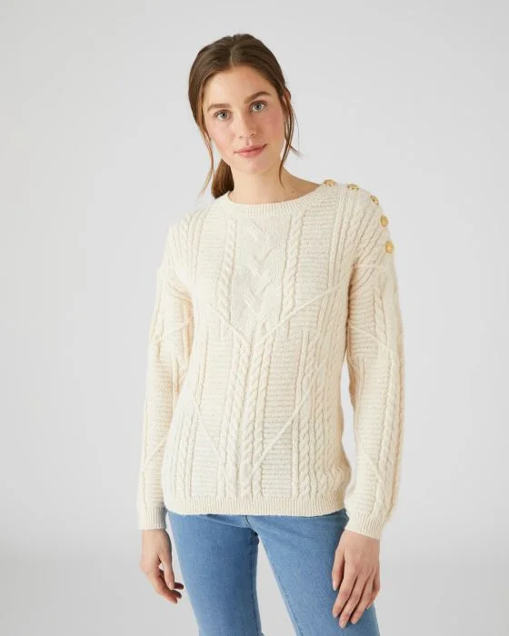 Pull chaud à torsades et boutons Thermolactyl