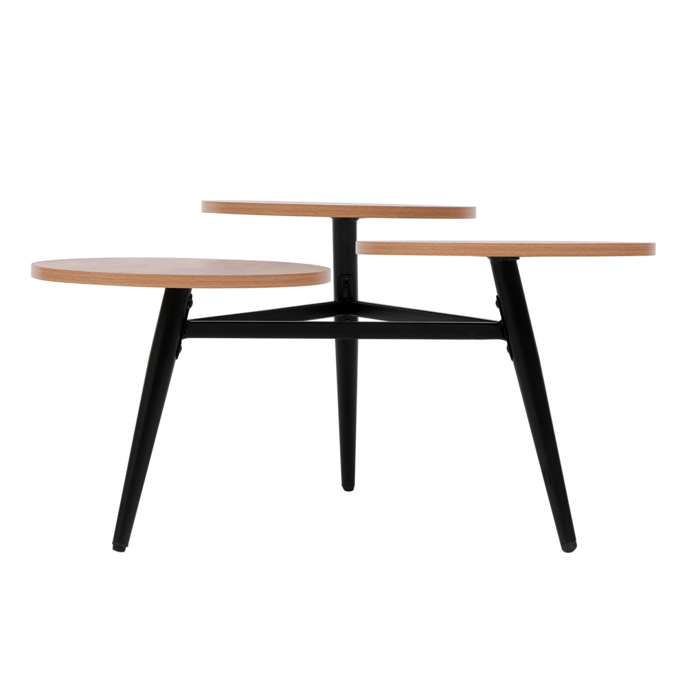Happy Home Couchtisch 3tlg. Satztisch Beistelltisch aus Metall HWT49-HOL Holz schwarz