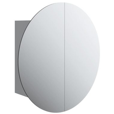 vidaXL Badezimmerspiegelschrank Badezimmerschrank mit Rundem Spiegel & LED Grau 40x40x17,5 cm (1-St)
