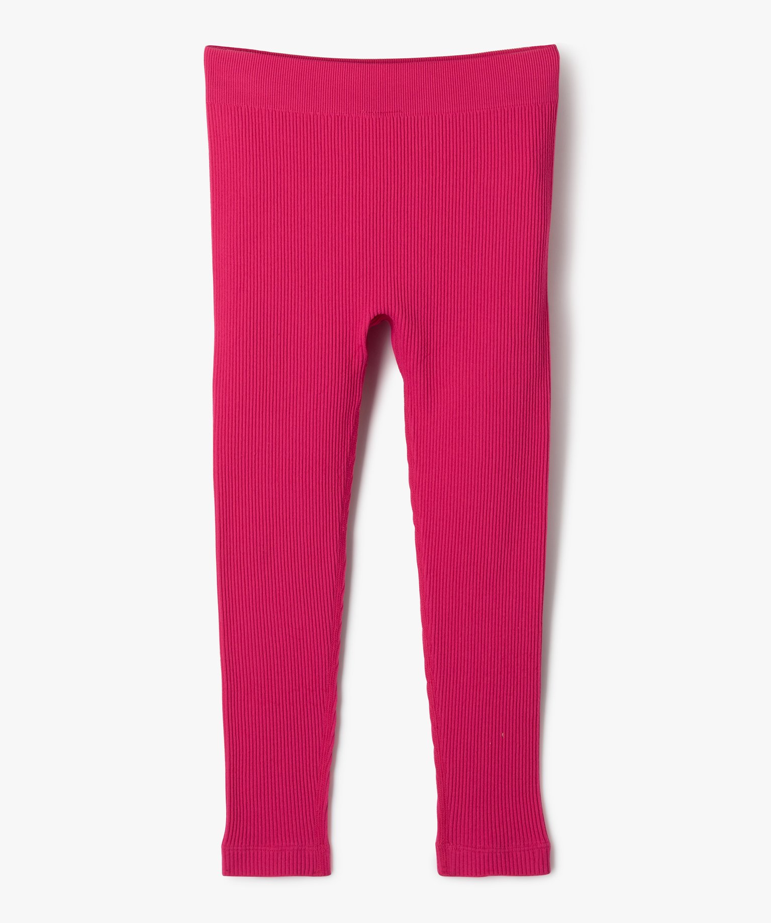 Legging de sport long en maille ctelée sans coutures fille rose | GEMO