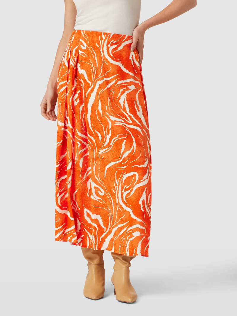 Maxirock mit Allover-Muster Modell 'SIRINE' in orange