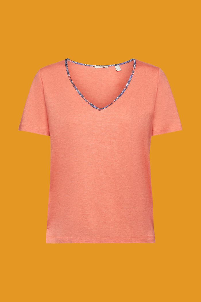T-Shirt mit geblümtem V-Ausschnitt