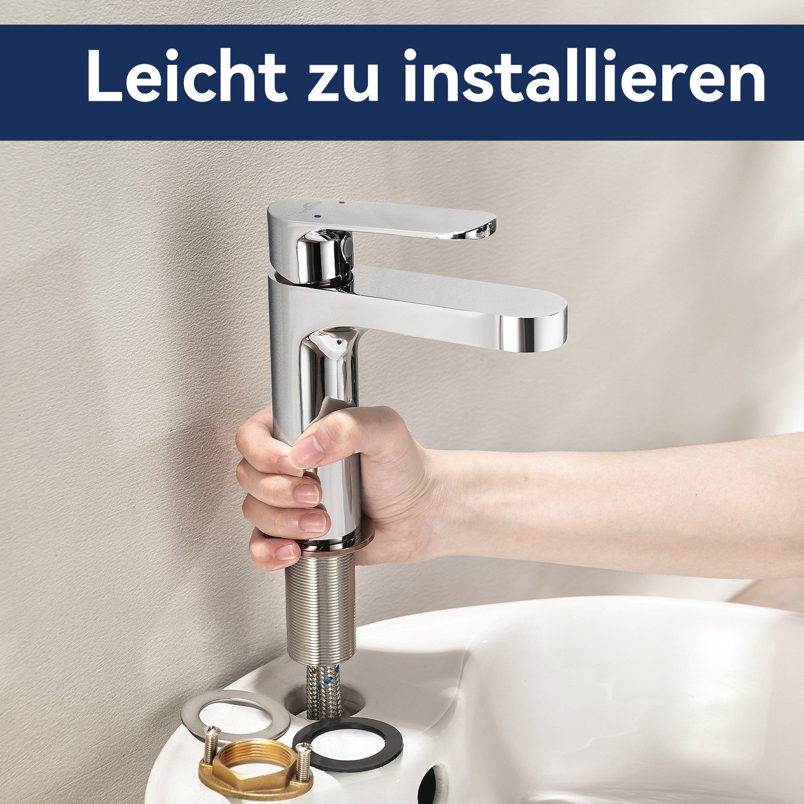 Auralum Waschtischarmatur Waschbecken Wasserhahn Bad Waschtisch Mischbatterie Badezimmer Badarmatur