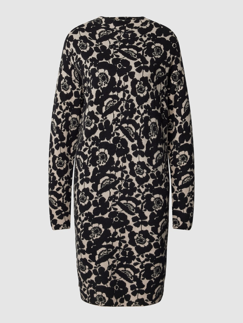 Knielanges Kleid mit Allover-Muster in schwarz
