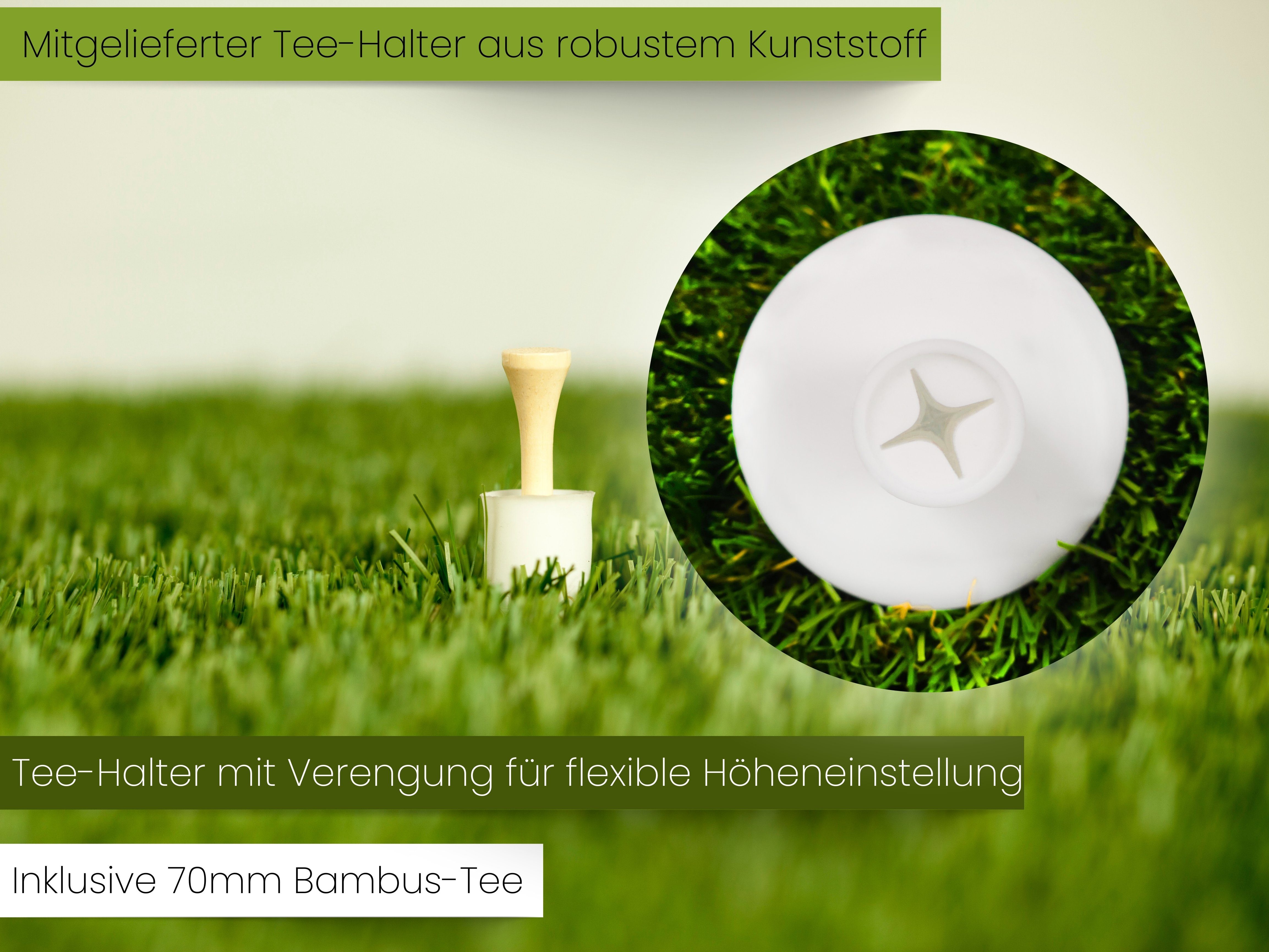 AMF Life Golf-Abschlagmatte Schlagunterlage (naturel, 85 x 65 x 4cm (Höhe inklusive. Filzboden), inkl. Tee + Teehalter verstellbar, Indoor Outdoor, tragbar, zusammenrollen, chippen, driven), Präzisionsabschlagmatte, strapazierfähig, flexibel, Golfsch