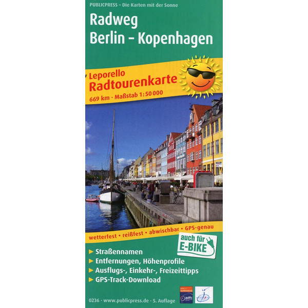 Radtourenkarte Radweg Berlin - Kopenhagen 1 : 50 000 - Fahrradkarte