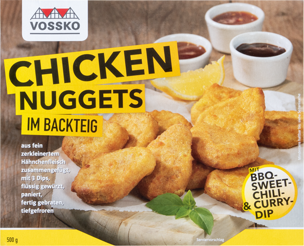 Vossko Chicken Nuggets im Backteig mit Dips