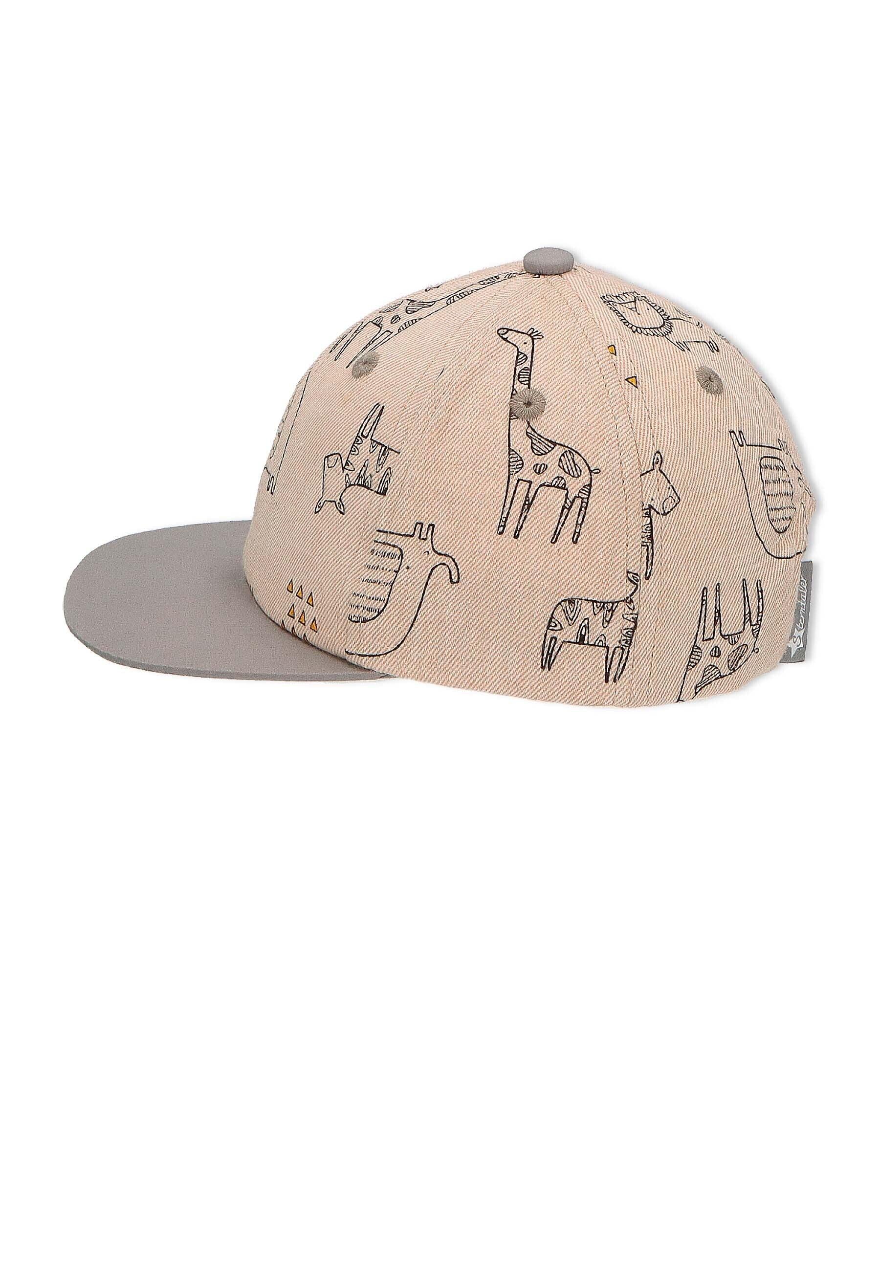 Baseball-Cap bedruckt mit Safari-Tieren in Beige