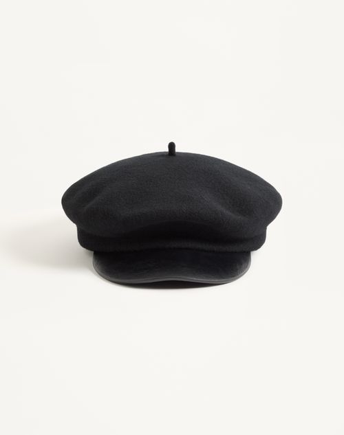 Gorro de lã com assinatura VLogo e aba de couro