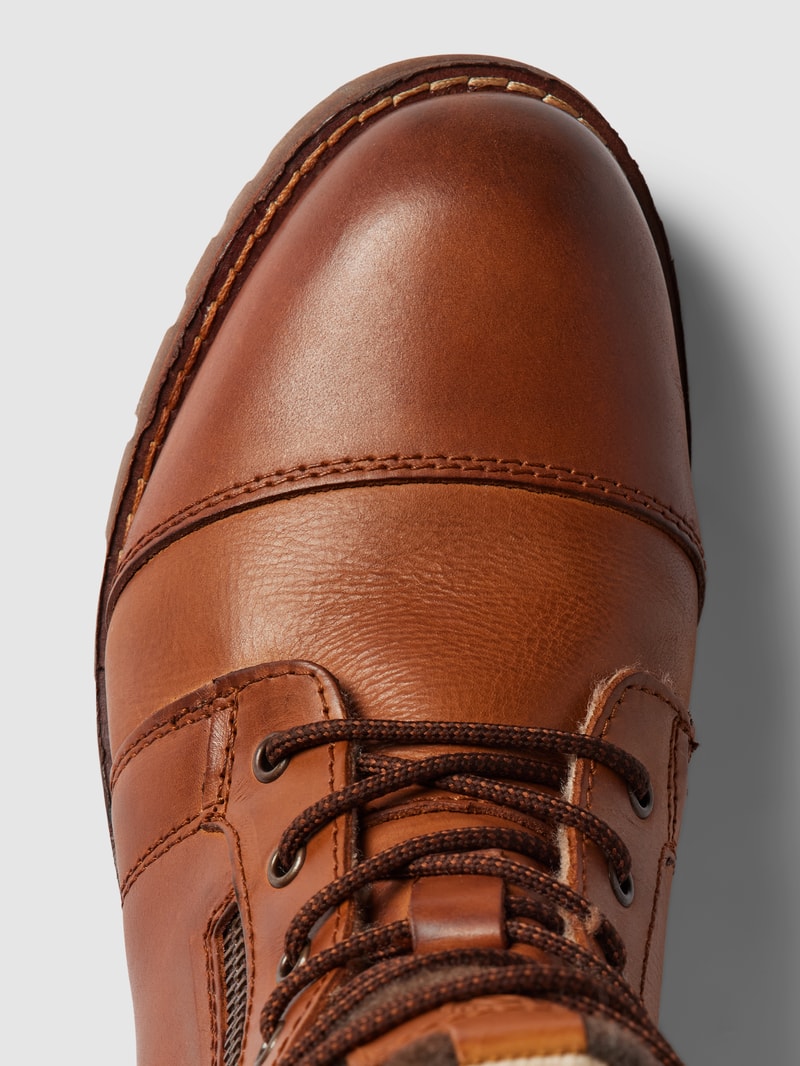 Schnürboots mit Label-Details Modell 'Sentra' in cognac