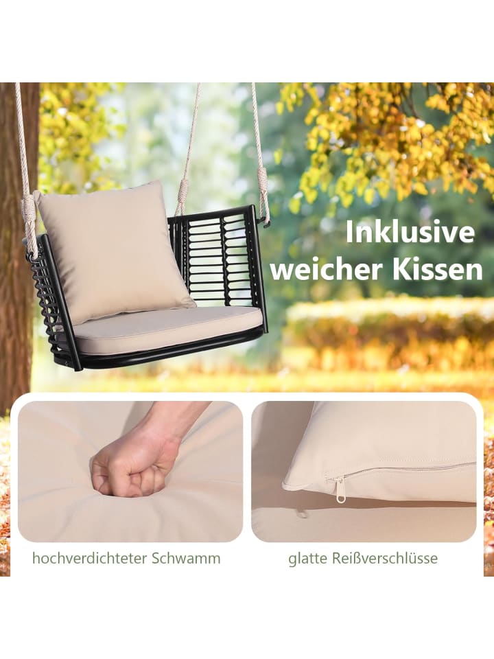 COSTWAY Hängesessel 180kg belastbar in Beige günstig kaufen onesize