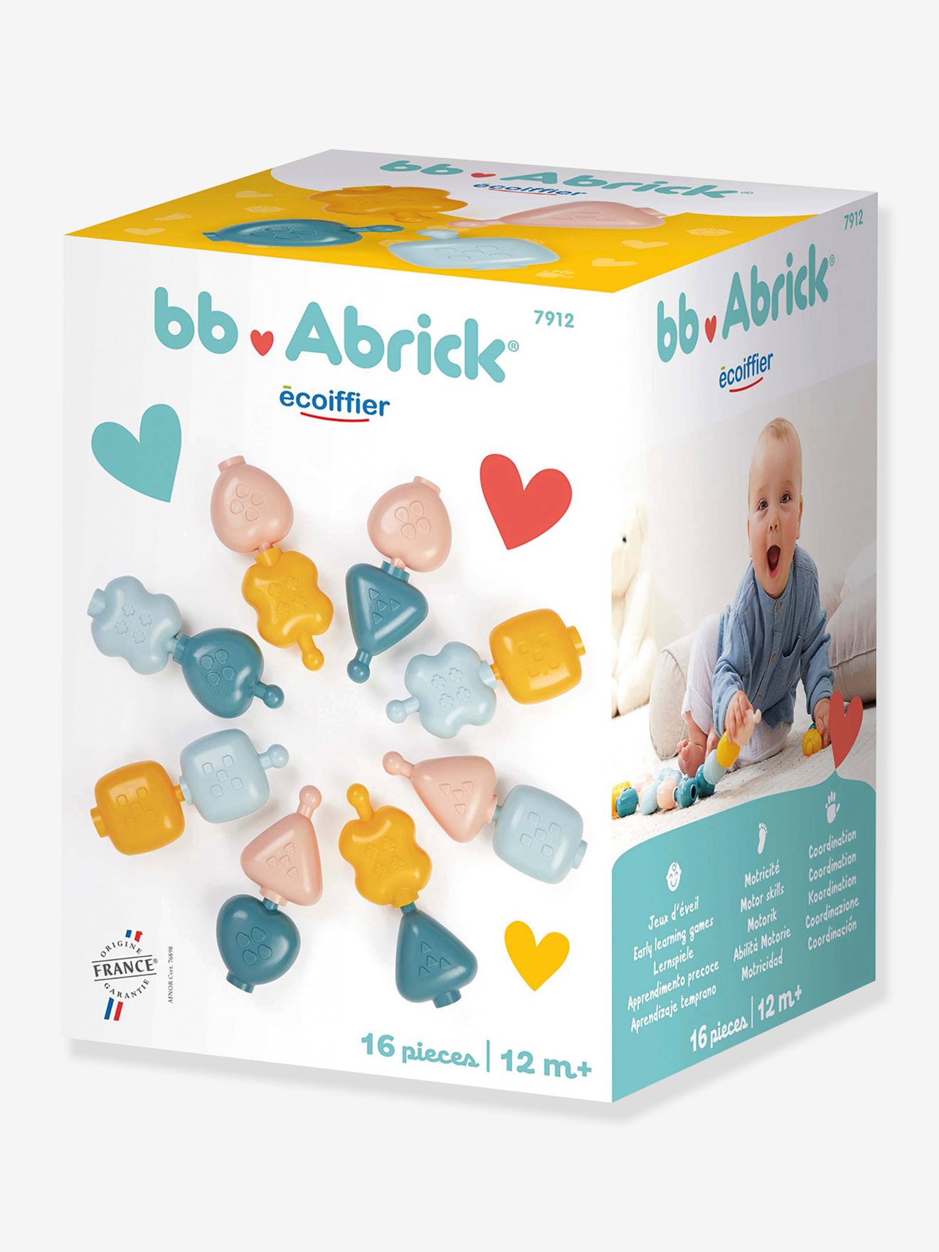 Ecoiffier Baby Steck-Perlen ECOIFFIER, 16 Teile - himmelblau