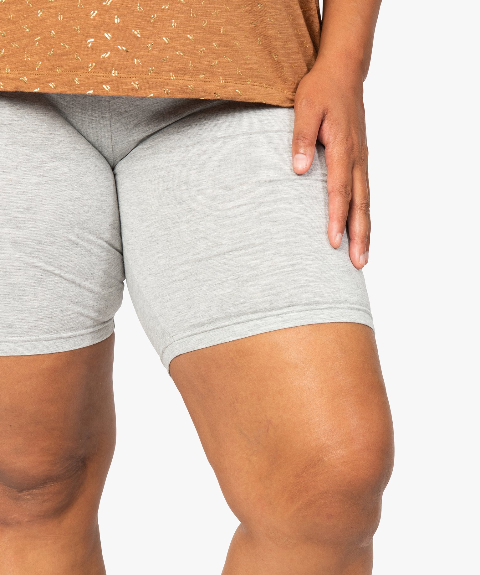Short femme grande taille en maille à taille élastiquée gris | GEMO