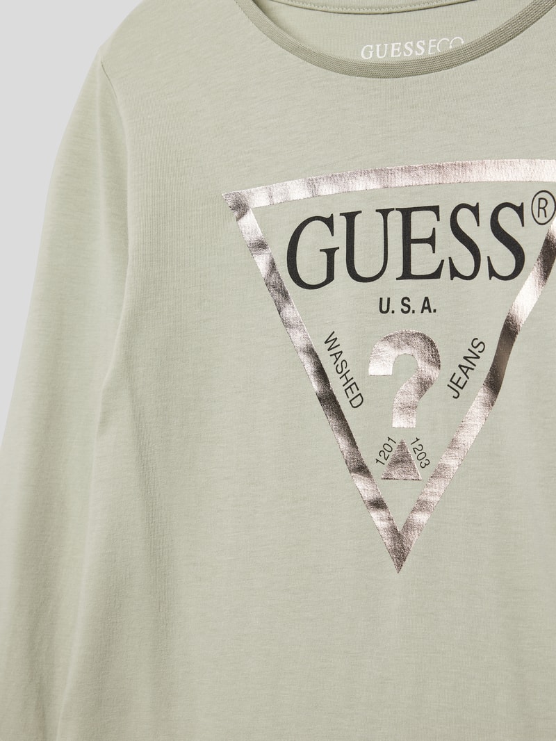 Longsleeve aus Baumwolle mit Label-Detail in schilf
