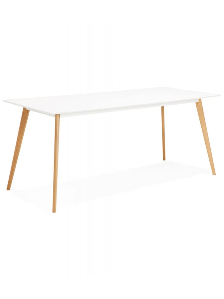 KADIMA DESIGN Esstisch aus MDF und Massiveiche | Rechteckiger Holztisch in Weiß günstig kaufen onesize