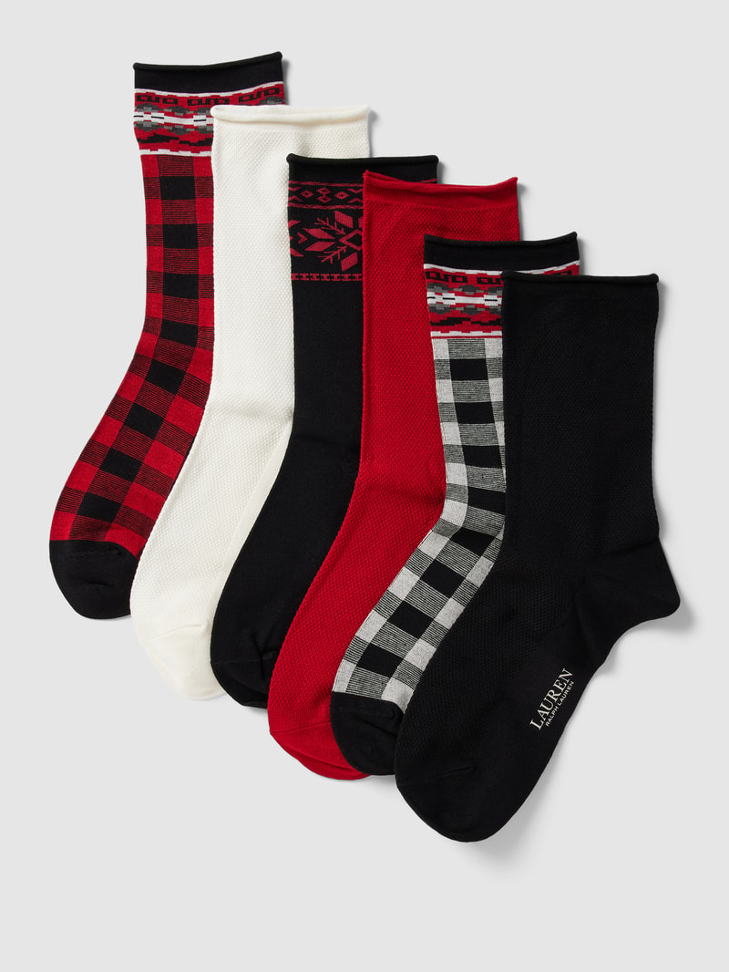Socken mit Label-Schriftzug im 6er-Pack in schwarz