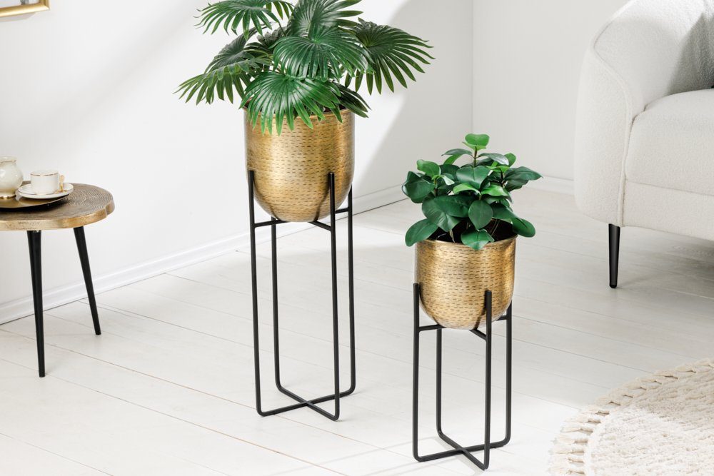 riess-ambiente Übertopf UNIT 70/50cm gold / schwarz (Set, 2 St), Wohnzimmer · Vase · für Pflanzen · Metall · mit Gestell · Handarbeit