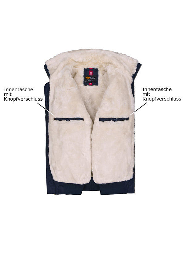 ALPHA INDUSTRIES, Blouson B15, Regular Fit,  Mikrofaser warmgefüttert, blau