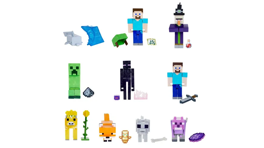 Minecraft Craft-A-Block Figuren aus dem Sortiment, authentischer Charakter aus dem Videospiel, 1 Stück, sortiert