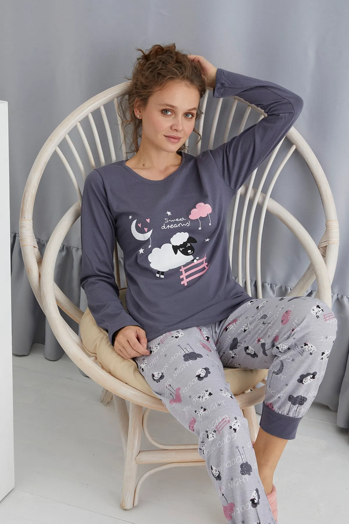 STRAWBERRY  LANGÄRMELIGES PYJAMA-SET AUS BAUMWOLLE