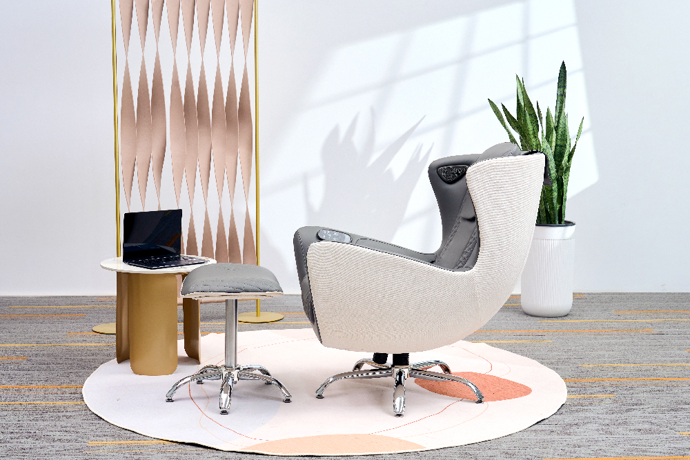 Happy Home elektrischer Massagesessel mit Hocker, Heizfunktion, Lautsprecher & 3D Mechanismus HWP71-GRA grau