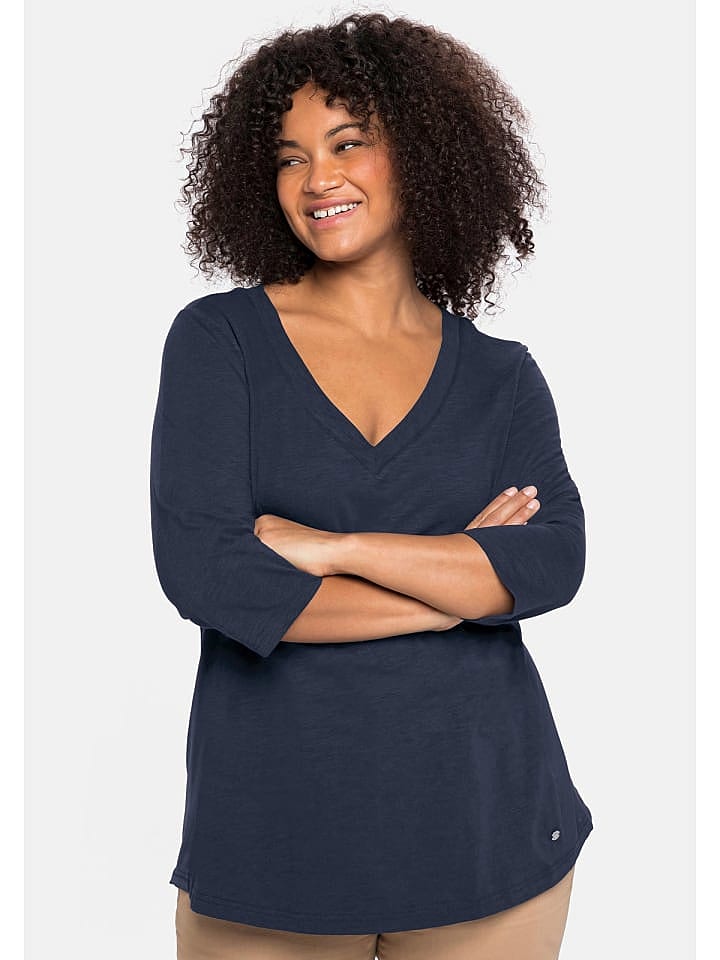 sheego 3/4-Arm-Shirt in nachtblau günstig kaufen 52/54