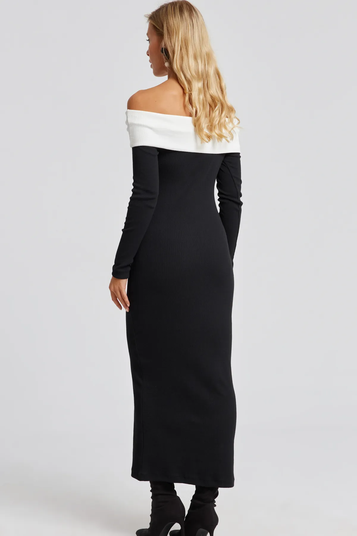 Cool & Sexy  Schwarzes Madonna-Kragen-Maxikleid für Damen EY2696