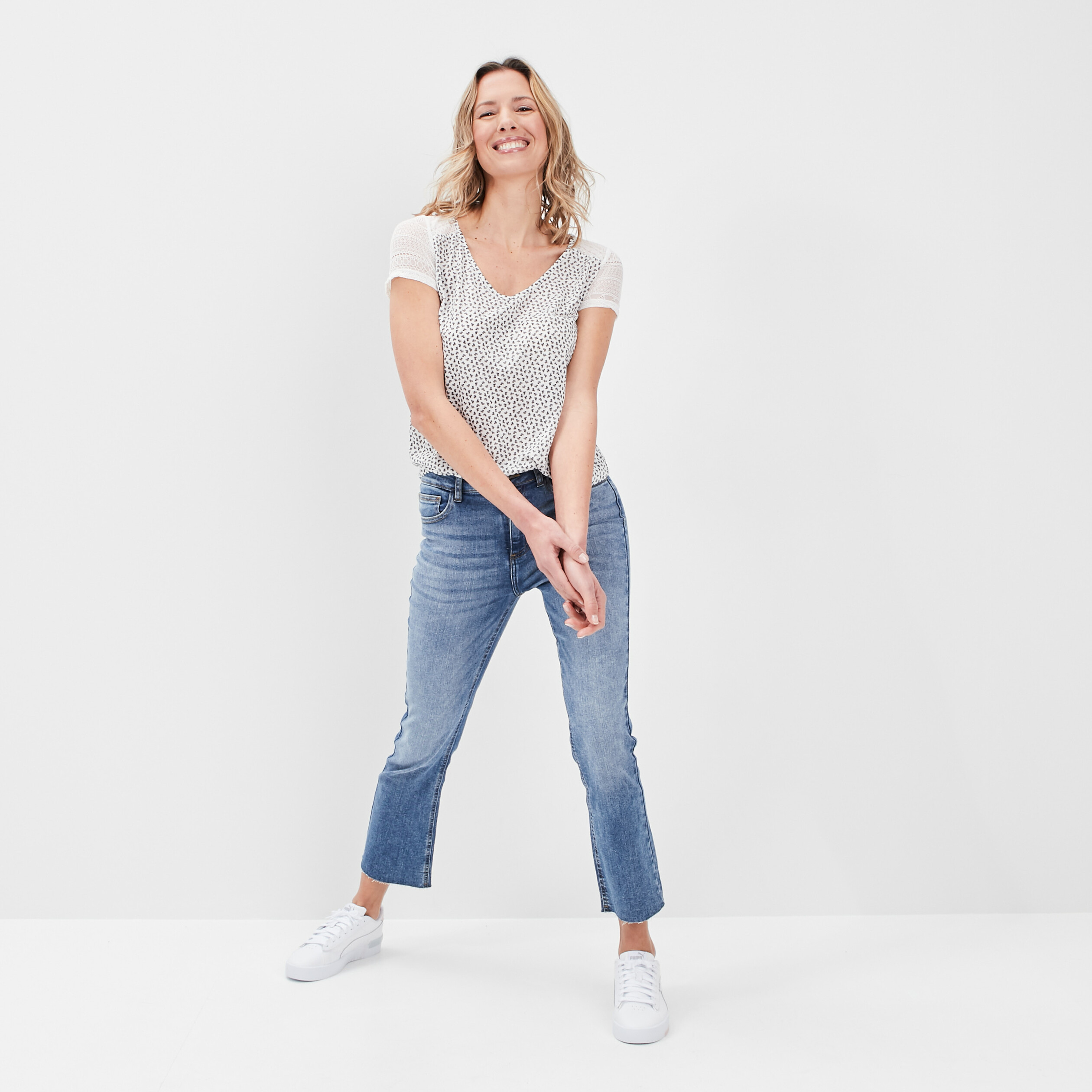 T-shirt manches courtes blanc femme | La Halle