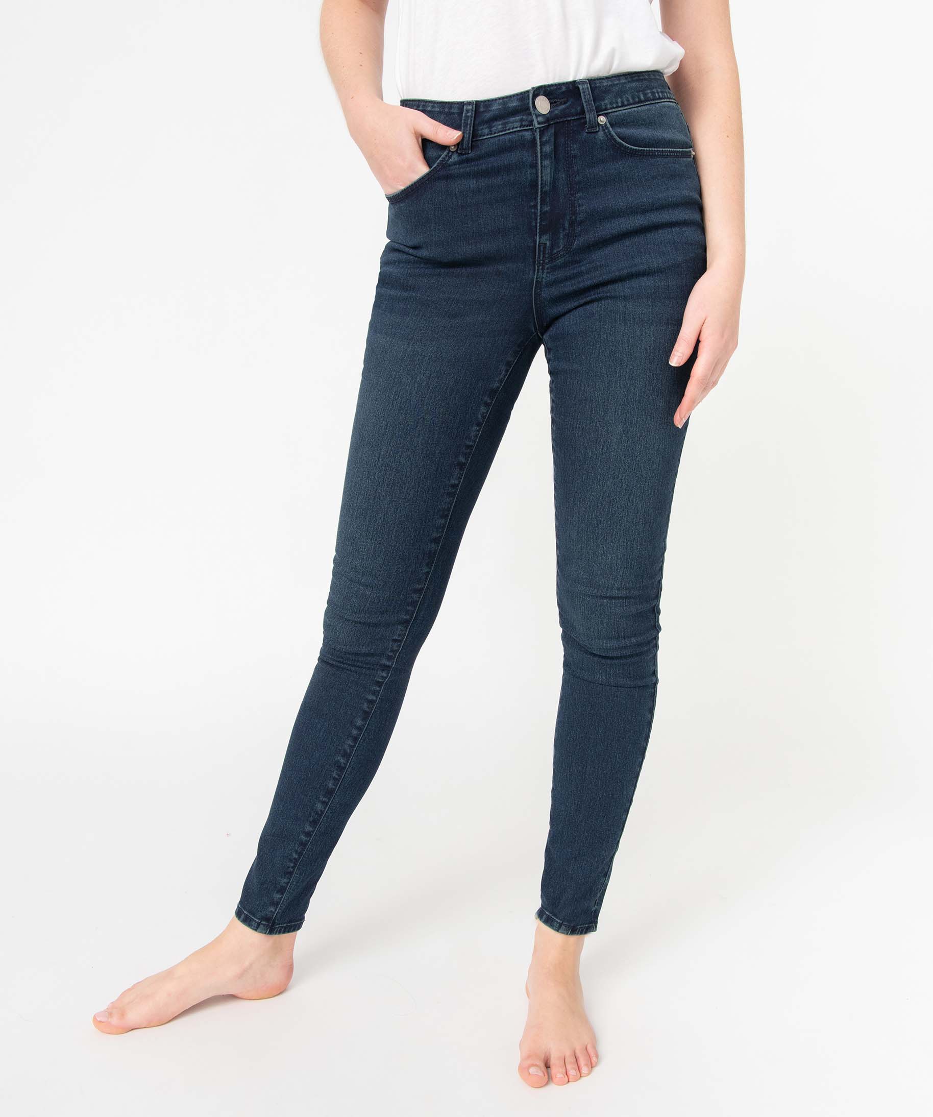 Jean femme coupe skinny taille haute blue black | GEMO