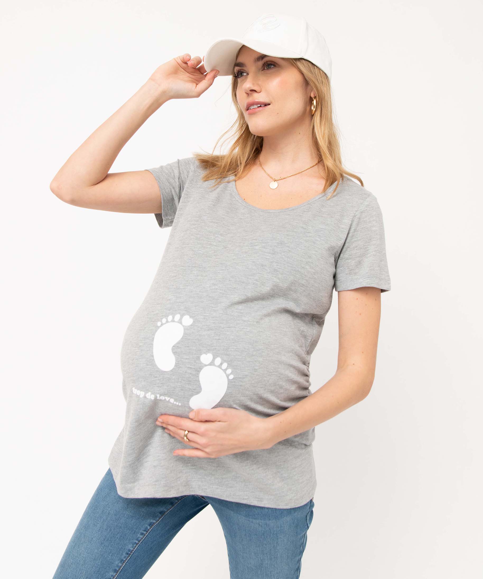 Tee-shirt de grossesse imprimé à manches courtes imprime | GEMO