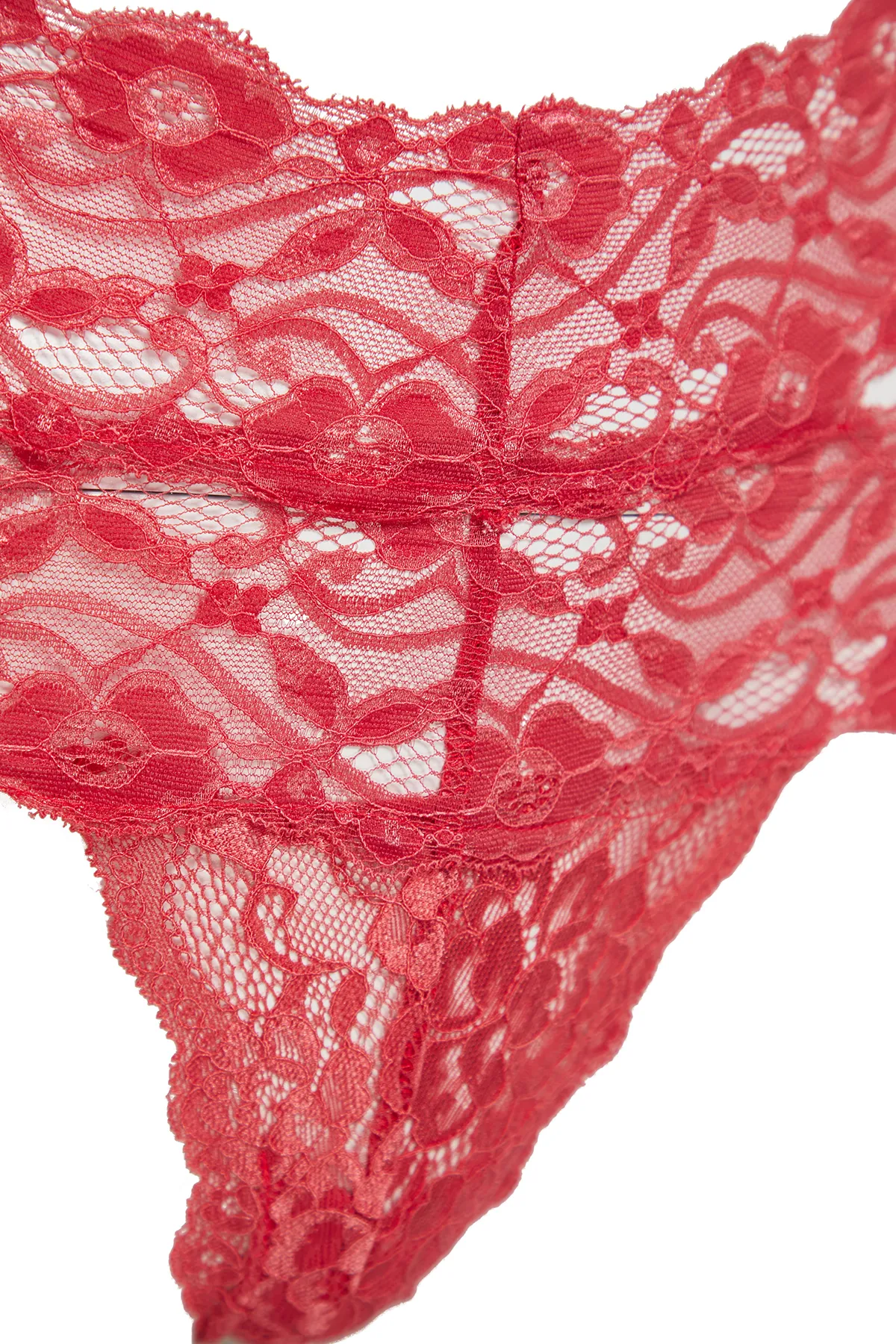 Trendyol Collection  Strickunterwäsche-Set mit Granatapfelblüten-Spitze, Krawatte, Seilriemen und Kappe ohne Verschluss THMAW22AU0202