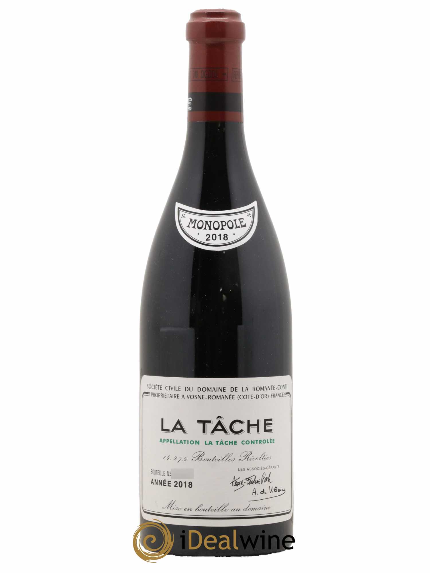 La Tâche Grand Cru Domaine de la Romanée-Conti  2018 - Lot de 1 Bouteille