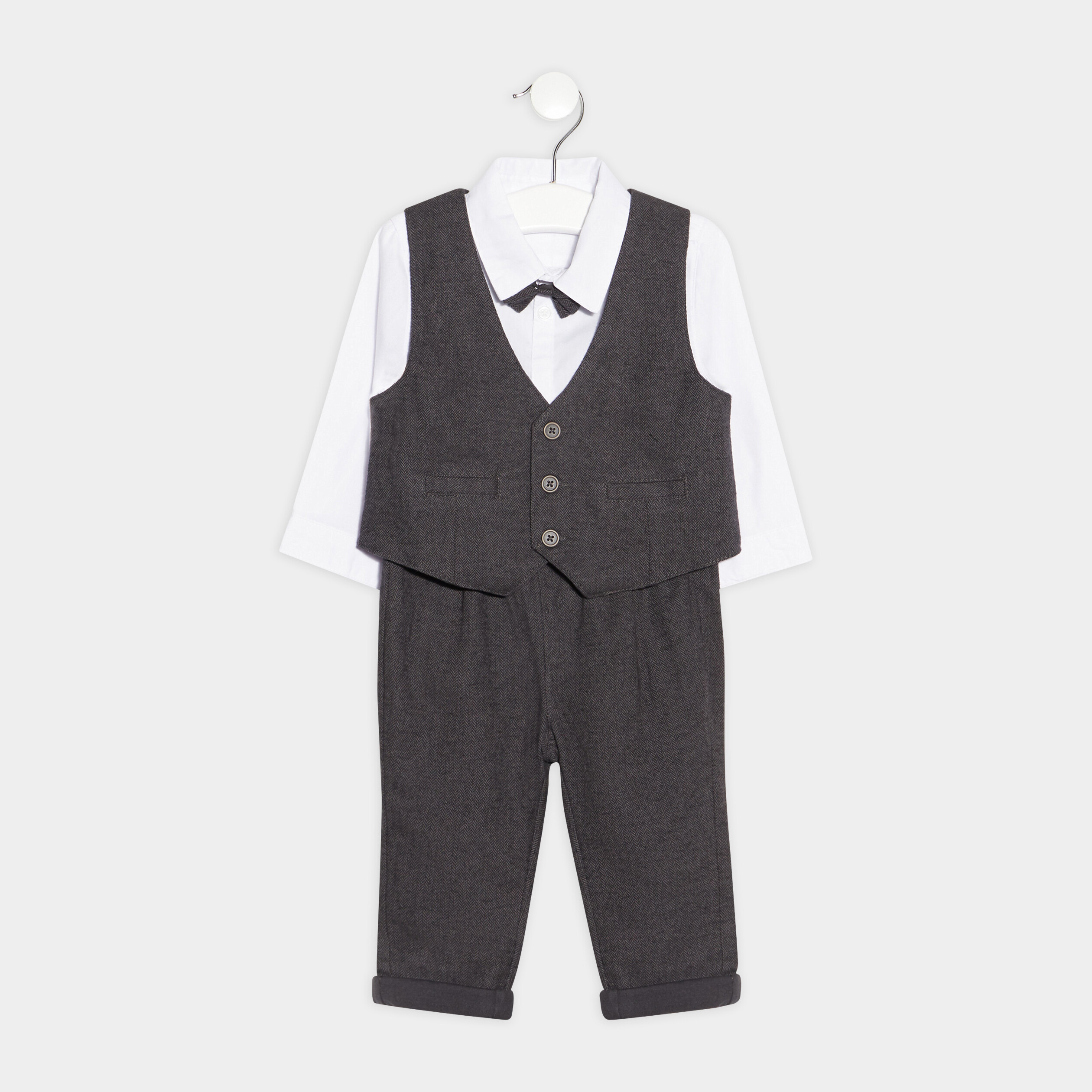 Ensemble 3 pièces gris bébé garçon | La Halle