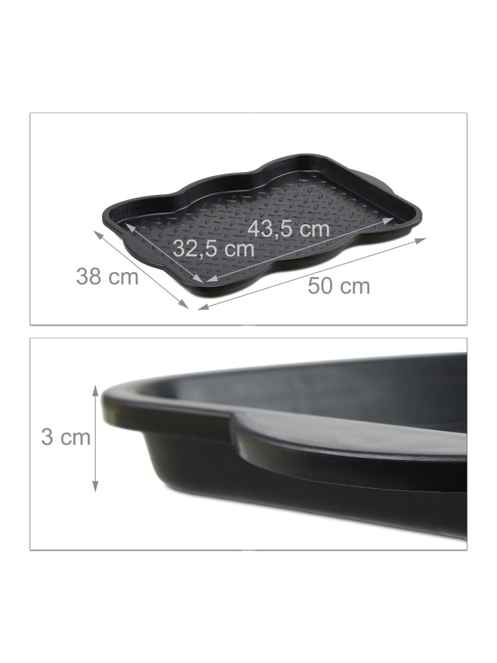 relaxdays 3x Schuhabtropfschale in Schwarz - (B)50 x (H)3 x (T)38 cm günstig kaufen onesize