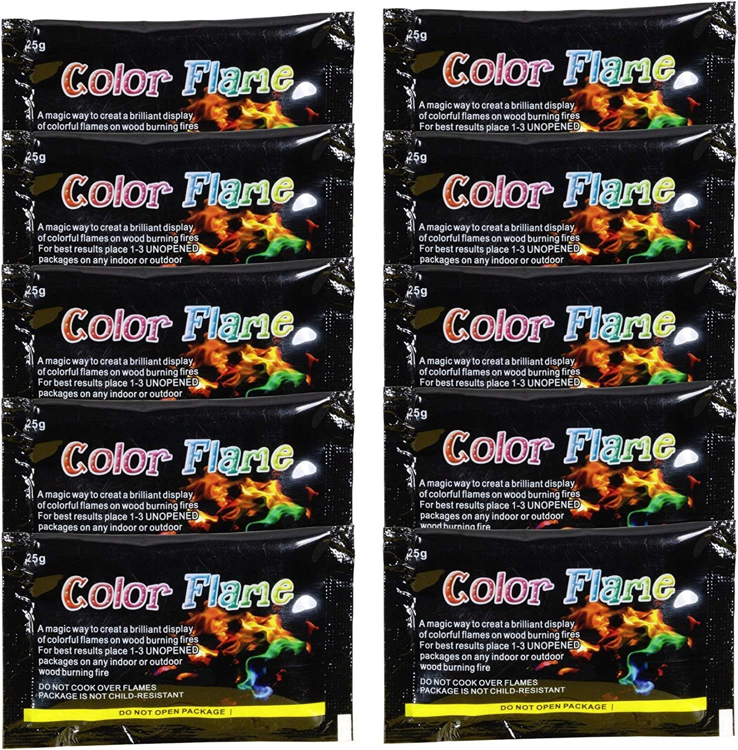 Trendyshop365 Feuerstelle buntes Feuer Pulver, (25g je Beutel, 10-St), erzeugt buntes Feuer für Feuerstellen Kamine Holzofen Lagerfeuer