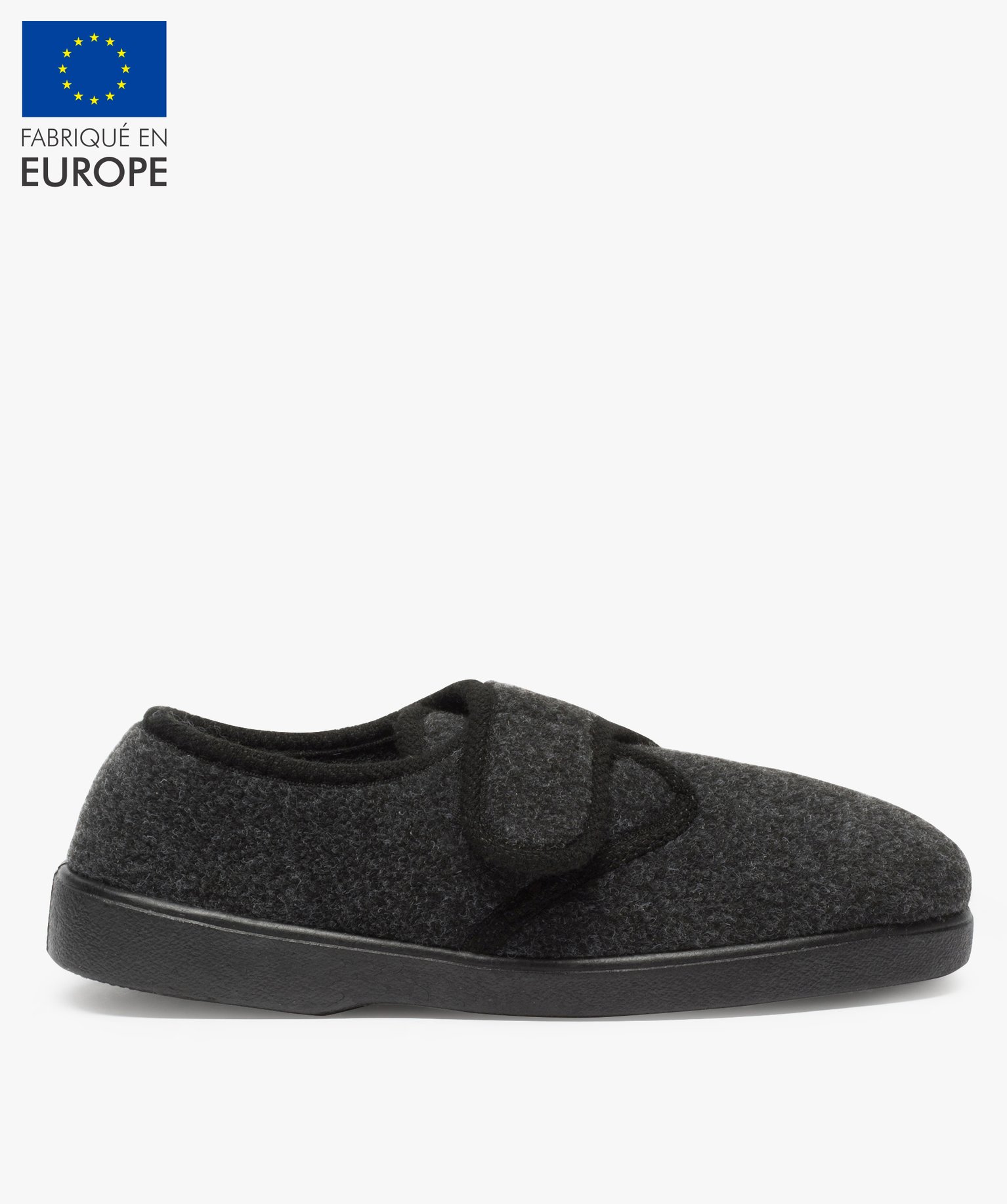 Chaussons homme à fermeture scratch noir | GEMO