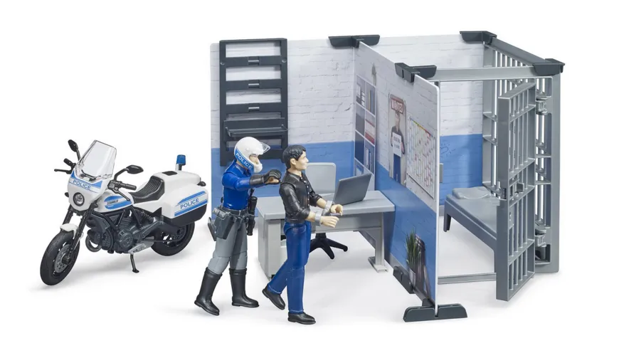 BRUDER - bworld Polizeistation mit Polizeimotorrad 62732