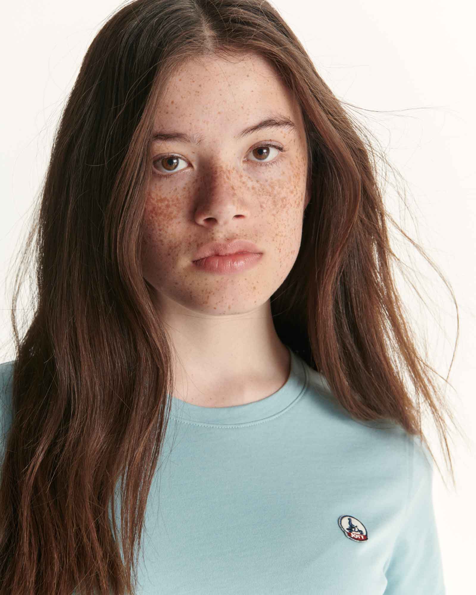 T-shirt à col rond en coton biologique Iceberg bleu Rosas