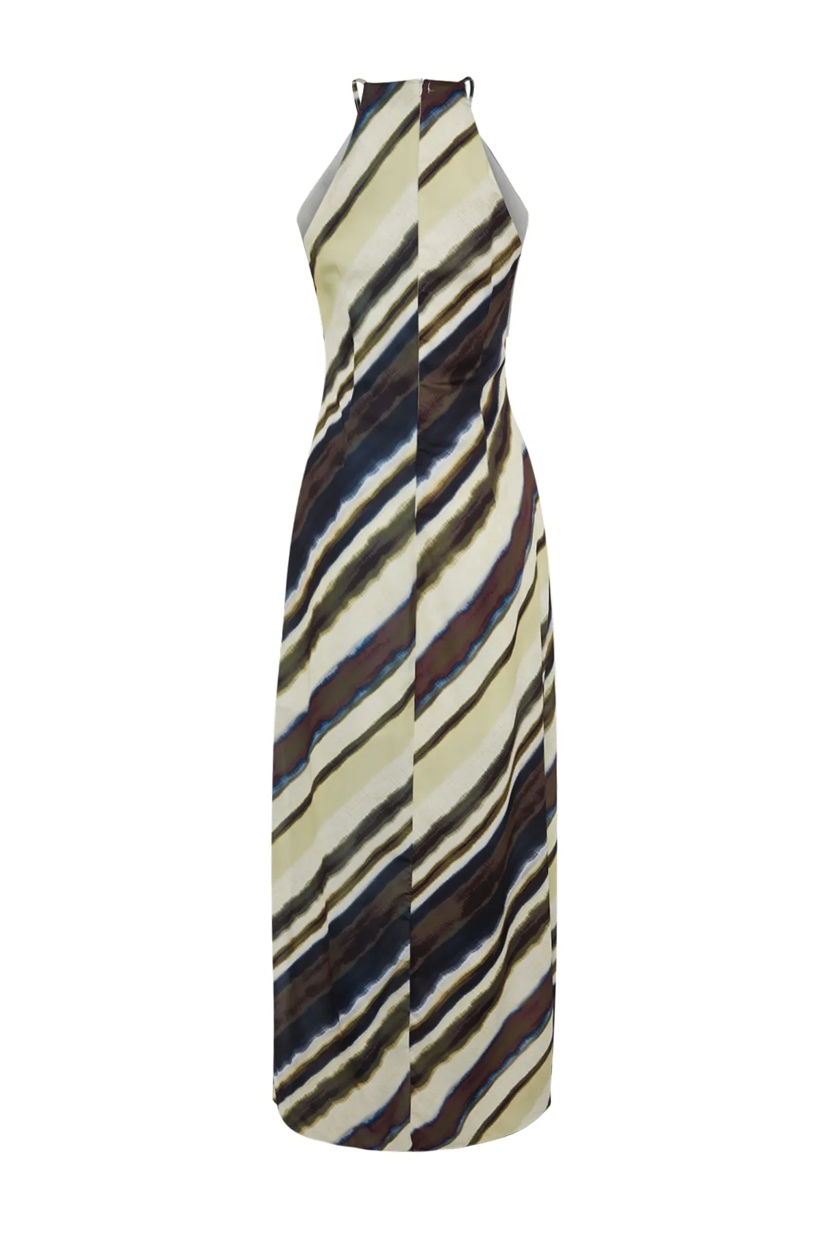 Trendyol Collection  Mehrfarbiges, ärmelloses, gerade geschnittenes, gefüttertes Maxi-Webkleid TWOSS23EL02238