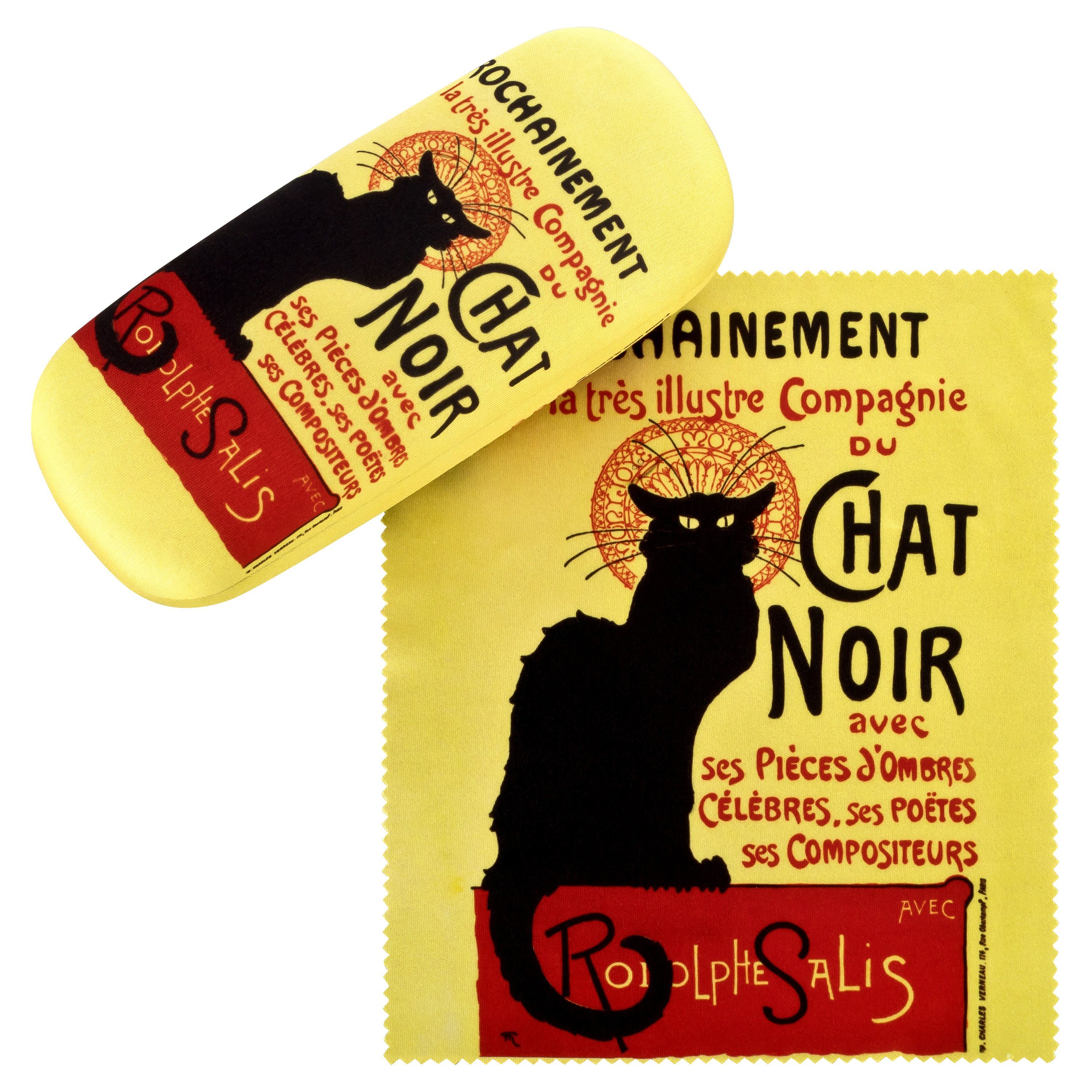 von Lilienfeld Brillenetui Etui Chat Noir Katze Kunst Motiv Hardcase mit Putztuch, stabiles mit Mikrofaser bezogenes Hardcase