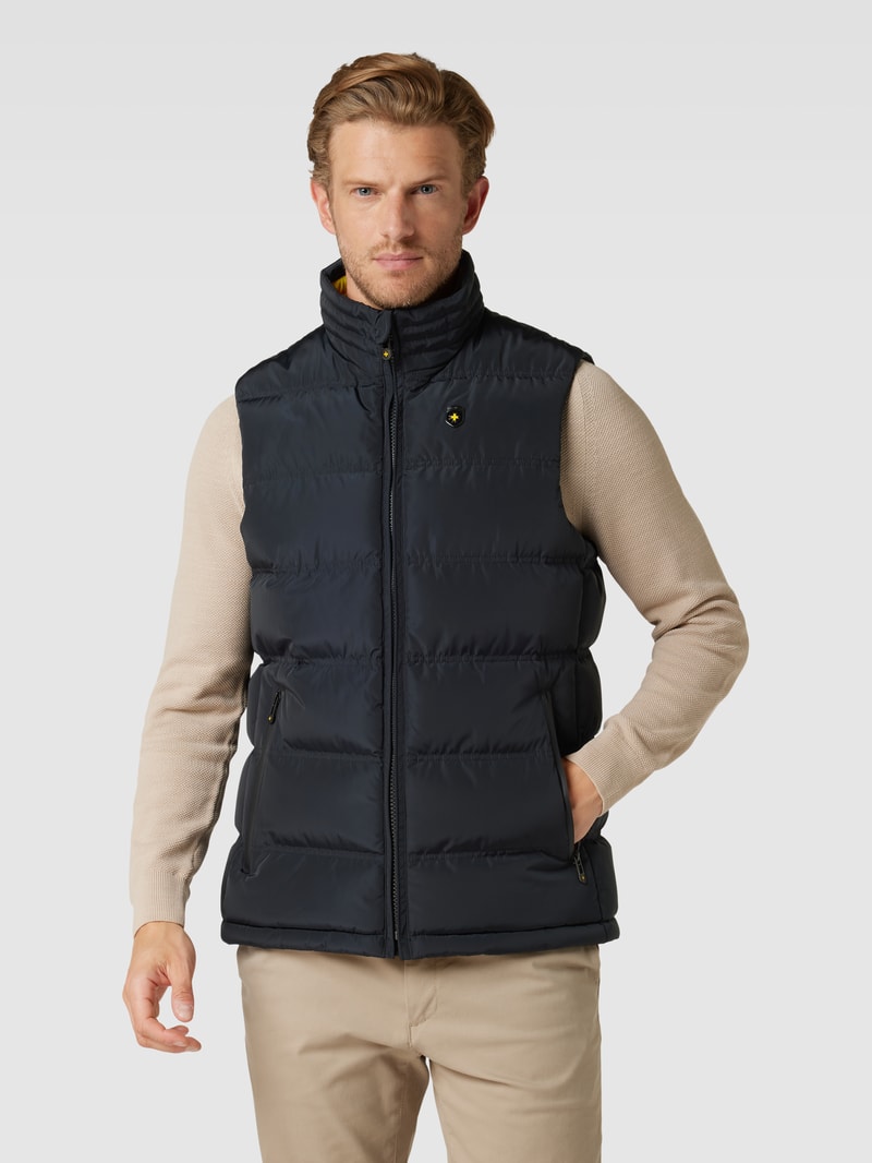 Steppweste mit Label-Applikation Modell 'SNOWDOME' in marineblau