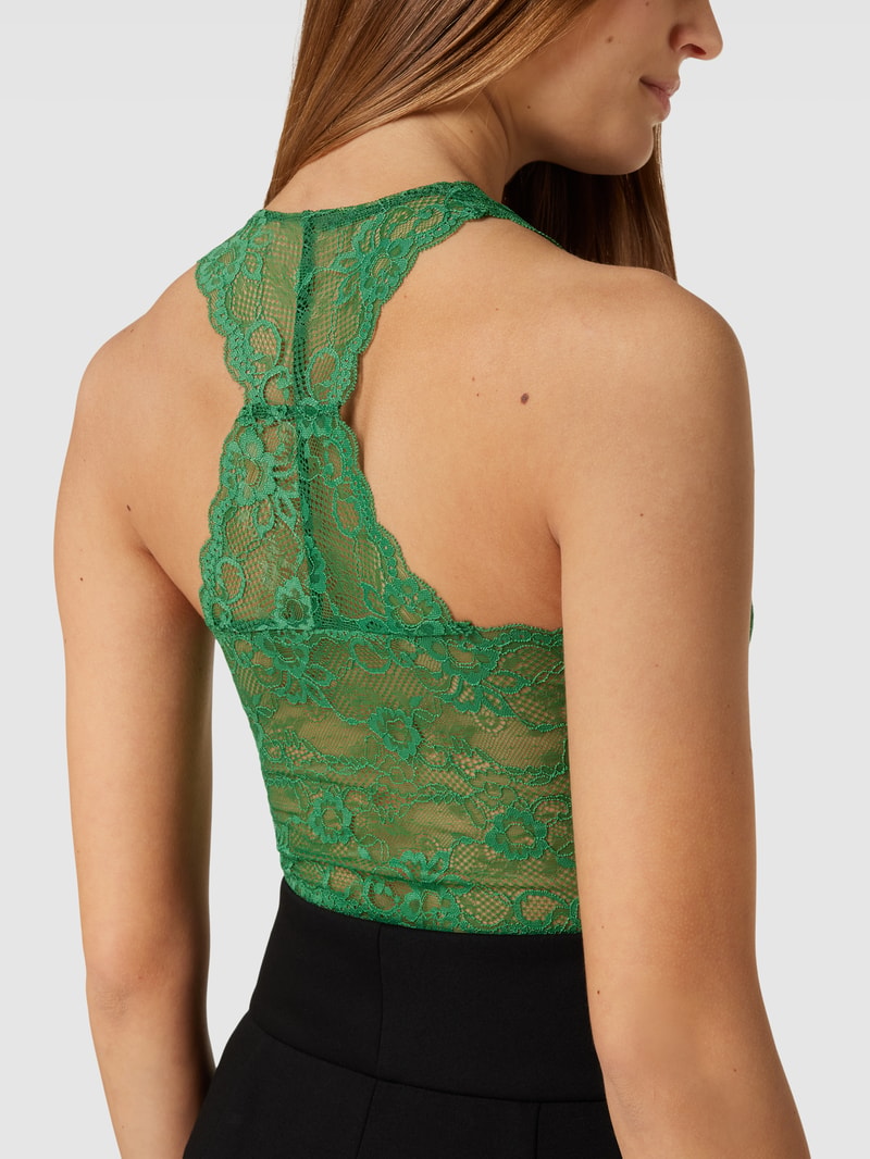 Bralette mit Spitzenbesatz Modell 'DOLLY' in grün